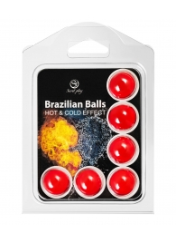 Набор из 6 шариков с массажным маслом Brazilian Balls с охлаждающим и разогревающим эффектом - Secret Play - купить с доставкой в Ульяновске