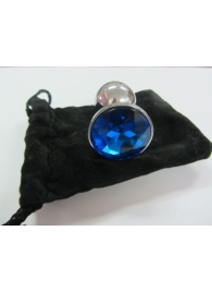 Анальное украшение BUTT PLUG  Small с синим кристаллом - 7 см. - Anal Jewelry Plug - купить с доставкой в Ульяновске