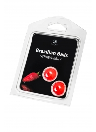 Набор из 2 шариков с массажным маслом Brazilian Balls с ароматом клубники - Secret Play - купить с доставкой в Ульяновске