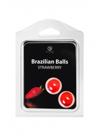 Набор из 2 шариков с массажным маслом Brazilian Balls с ароматом клубники - Secret Play - купить с доставкой в Ульяновске