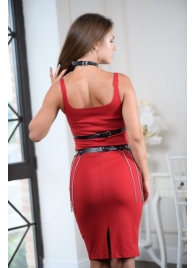 Черно-серебристая портупея-юбка plus size с цепочками - БДСМ Арсенал - купить с доставкой в Ульяновске