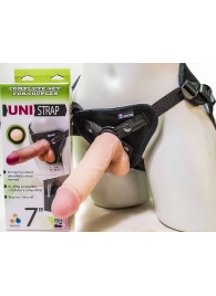 Страпон-унисекс с двумя насадками UNI strap 7  Harness - 19 и 16 см. - LOVETOY (А-Полимер) - купить с доставкой в Ульяновске