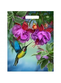 Пакет с принтом в виде колибри в цветах с вырубной ручкой (31х40 см) - Сима-Ленд - купить с доставкой в Ульяновске