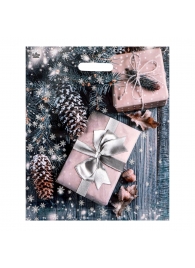 Новогодний пакет с принтом в виде подарков и вырубной ручкой (45х38 см) - Сима-Ленд - купить с доставкой в Ульяновске