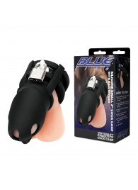 Черная клетка для пениса Silicone Small 2 in Cock Cage With Ball Divider - BlueLine - купить с доставкой в Ульяновске