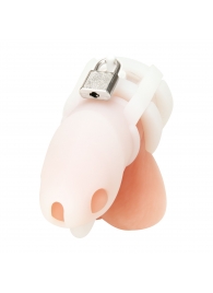 Белая клетка для пениса Silicone Small 2 in Cock Cage With Ball Divider - BlueLine - купить с доставкой в Ульяновске