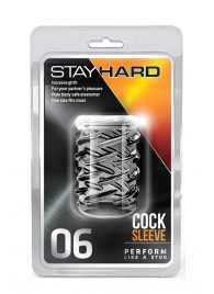 Прозрачная насадка с объёмными чёрточками STAY HARD COCK SLEEVE 06 CLEAR - Blush Novelties - в Ульяновске купить с доставкой