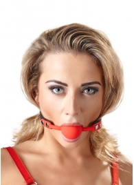 Силиконовый кляп-шар на чёрных ремешках Red Gag silicone - Orion - купить с доставкой в Ульяновске