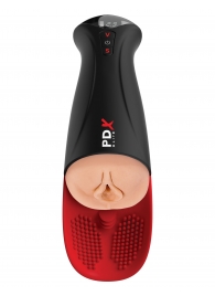 Телесный мастурбатор-вагина в черной колбе с вибрацией Fuck-O-Matic Pro XL - Pipedream - в Ульяновске купить с доставкой