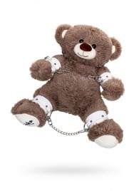 Бондажный набор: бурый мишка с белыми оковами и наручниками - Pecado - купить с доставкой в Ульяновске