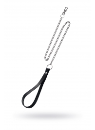 Поводок с ручкой из черной натуральной кожи и карабином для ошейника - Pecado - купить с доставкой в Ульяновске