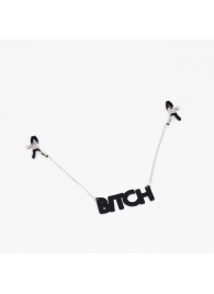 Зажимы на соски с кожаной подвеской Bitch - Crazy Handmade - купить с доставкой в Ульяновске