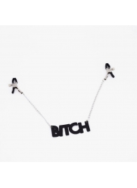 Зажимы на соски с кожаной подвеской Bitch - Crazy Handmade - купить с доставкой в Ульяновске