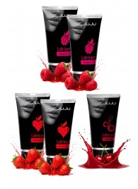 Набор из 5 съедобных лубрикантов JUJU (клубника х 2, малина х 2, вишня) - JuJu - купить с доставкой в Ульяновске