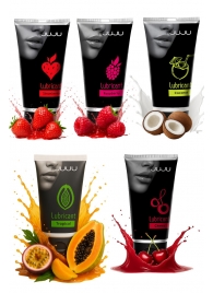 Набор из 5 съедобных лубрикантов JUJU (клубника, малина, тропические фрукты, вишня, кокос) - JuJu - купить с доставкой в Ульяновске