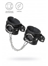 Черные наручники из толстой натуральной кожи с люверсами - Pecado - купить с доставкой в Ульяновске