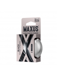 Черные утолщенные презервативы MAXUS Extra Strong с железным кейсом - 3 шт. - Maxus - купить с доставкой в Ульяновске