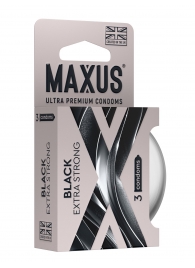 Черные утолщенные презервативы MAXUS Extra Strong с железным кейсом - 3 шт. - Maxus - купить с доставкой в Ульяновске