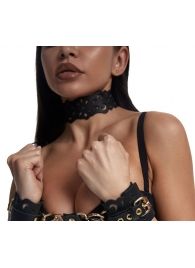 Черный ажурный чокер с золотистой фурнитурой - Crazy Handmade - купить с доставкой в Ульяновске