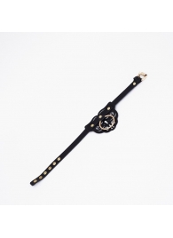 Черный чокер с клепками и золотистой фурнитурой - Crazy Handmade - купить с доставкой в Ульяновске