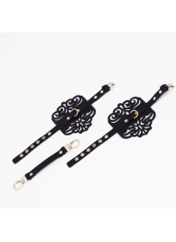 Черный фигурные оковы с золотистой фурнитурой - Crazy Handmade - купить с доставкой в Ульяновске