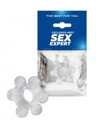 Прозрачное эрекционное кольцо с 6 стимулирующими шариками - Sex Expert - в Ульяновске купить с доставкой