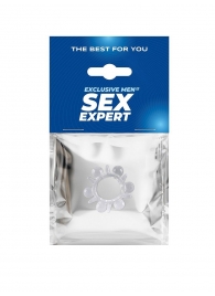 Прозрачное эрекционное кольцо с шариками и шипами - Sex Expert - в Ульяновске купить с доставкой