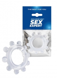 Прозрачное эрекционное кольцо со стимулирующими шариками - Sex Expert - в Ульяновске купить с доставкой