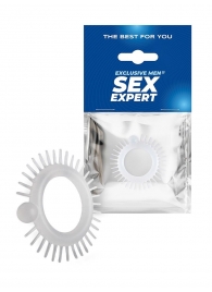 Эластичное эрекционное кольцо с шипиками и шариком - Sex Expert - в Ульяновске купить с доставкой