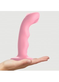 Розовая насадка-стимулятор Strap-On-Me Tapping Dildo Wave - Strap-on-me - купить с доставкой в Ульяновске