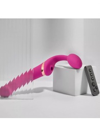 Ярко-розовый безремневой страпон Multi Orgasm Bendable Strap-On size L с клиторальной стимуляцией - Strap-on-me - купить с доставкой в Ульяновске