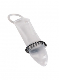 Закрытая насадка на пенис с подхватом мошонки и стимулирующими «ресничками» - Sextaz - в Ульяновске купить с доставкой