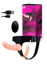 Женский страпон с 2 насадками, вибрацией и пультом ДУ - Erowoman-Eroman - купить с доставкой в Ульяновске
