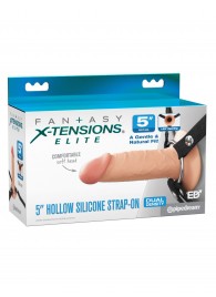 Телесный пустотелый фаллопротез 5’’ Hollow Silicone Strap-On - 14 см. - Pipedream - купить с доставкой в Ульяновске
