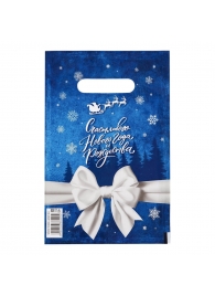 Сине-белый подарочный новогодний пакет с вырубной ручкой (20х30 см) - Сима-Ленд - купить с доставкой в Ульяновске