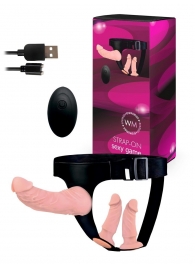 Женский страпон с 3 насадками и вибрацией - Erowoman-Eroman - купить с доставкой в Ульяновске