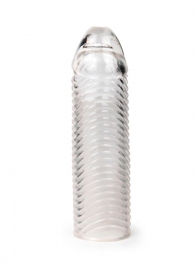 Прозрачная закрытая насадка на пенис с ребрышками - 16 см. - Sex Expert - в Ульяновске купить с доставкой