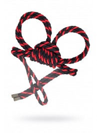 Черно-красные наручники-оковы ’’Узел-омега’’ из хлопковой веревки - Pecado - купить с доставкой в Ульяновске