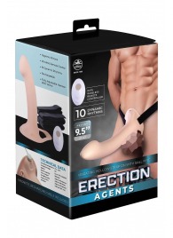 Телесный полый страпон с вибрацией Erection Agents - 24,1 см. - NMC - купить с доставкой в Ульяновске
