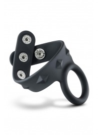 Черное эрекционное кольцо с подхватом мошонки на кнопках VS6 - Blush Novelties - в Ульяновске купить с доставкой