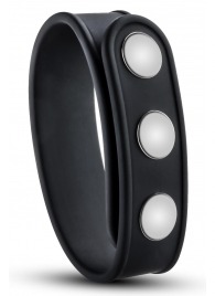 Черное эрекционное кольцо на кнопках - Blush Novelties - в Ульяновске купить с доставкой