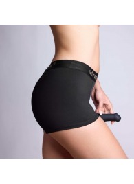 Черные трусики-боксеры для фиксации насадок Strap-on-me Harness Lingerie Allure - size M - Strap-on-me - купить с доставкой в Ульяновске