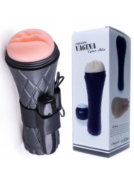 Телесный мастурбатор-вагина в черной колбе с вибрацией - Boys of Toys - в Ульяновске купить с доставкой