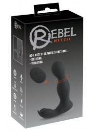 Черная анальная пробка с вибрацией, вращением и пультом ДУ RC Butt Plug with 2 Functions - Orion - в Ульяновске купить с доставкой