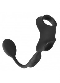 Черное виброкольцо с анальной пробкой Cock Ring with RC Butt Plug - Orion - в Ульяновске купить с доставкой