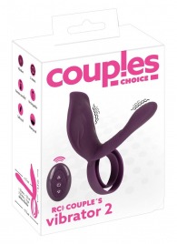 Фиолетовая насадка на член с клиторальным отростком и пультом ДУ RC Couple’s Vibrator 2 - Orion - в Ульяновске купить с доставкой