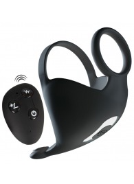 Черная вибронасадка для эрекции и стимуляции мошонки Cock ring with RC ball massager - Orion - в Ульяновске купить с доставкой