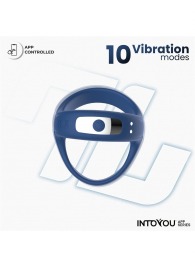 Синее интерактивное эрекционное виброкольцо Rank - Intoyou - в Ульяновске купить с доставкой