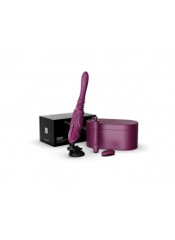 Фиолетовая секс-машина с функцией нагрева, насадками и присоской Sesh - Zalo - купить с доставкой в Ульяновске