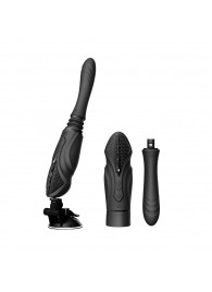 Черная секс-машина с функцией нагрева, насадками и присоской Sesh - Zalo - купить с доставкой в Ульяновске